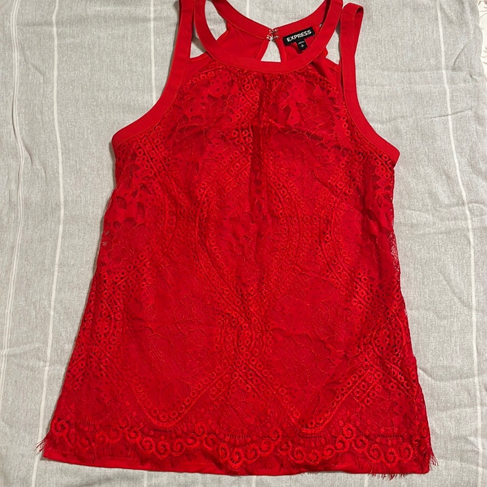 Express red lace blouse